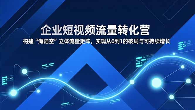 企业短视频流量转化营，构建“海陆空”立体流量矩阵，实现从0到1的破局与可持续增长-老莫涯