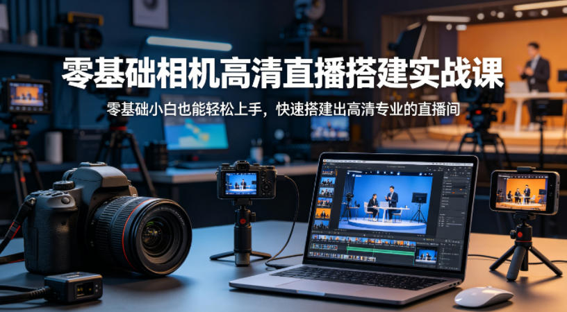 零基础相机高清直播间搭建实战课，小白也能轻松上手，快速搭建出高清专业的直播间-老莫涯