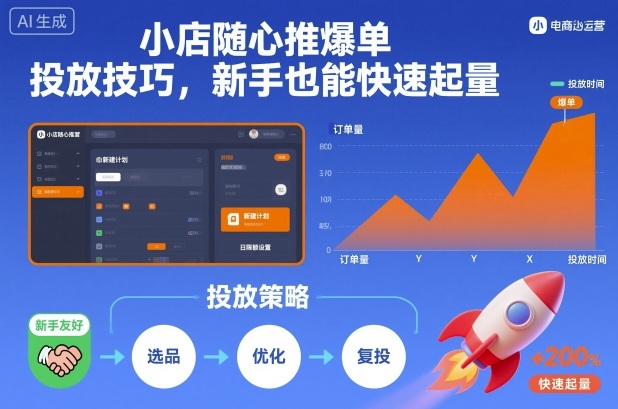 小店随心推爆单投放技巧，新手也能快速起量-老莫涯