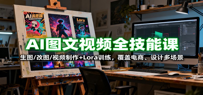AI图文视频全技能课：生图/改图/视频制作+Lora训练，覆盖电商 、设计多场景-老莫涯