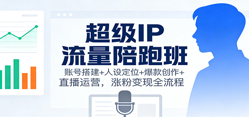 超级IP流量陪跑班：账号搭建+人设定位+爆款创作+直播运营，涨粉变现全流程-老莫涯