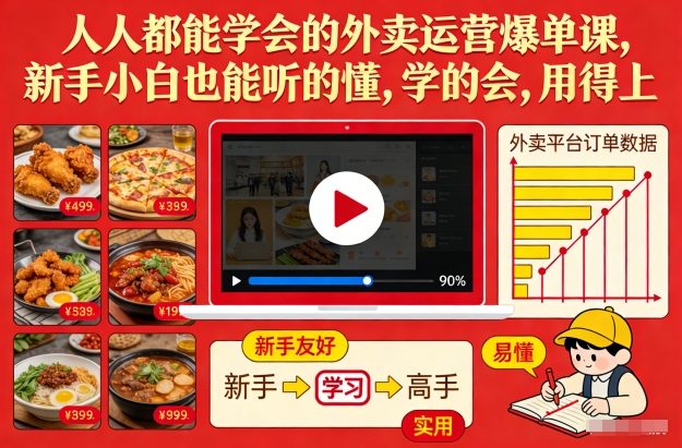 人人都能学会的外卖运营爆单课，新手小白也能听的懂，学的会，用得上-老莫涯