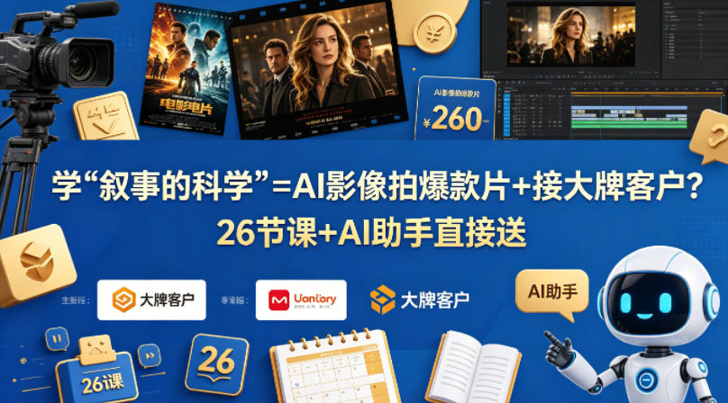 学《叙事的科学》=AI影像拍爆款片+接大牌客户？26节课+AI助手直接送【原创双语字幕】-老莫涯