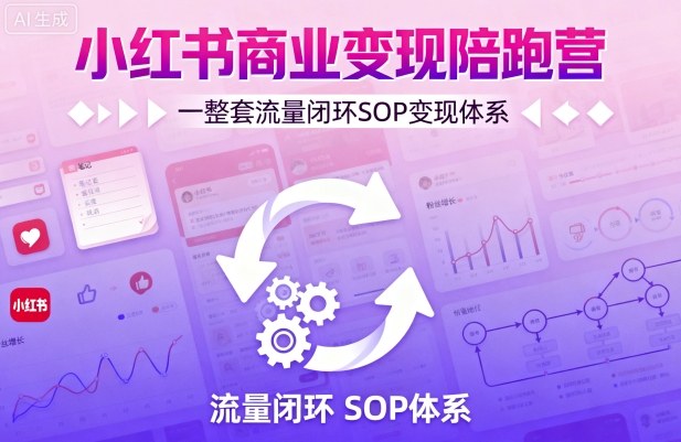小红书商业变现陪跑营，轻IP矩阵 私域获客 聚光投流，一整套流量闭环SOP变现体系-老莫涯
