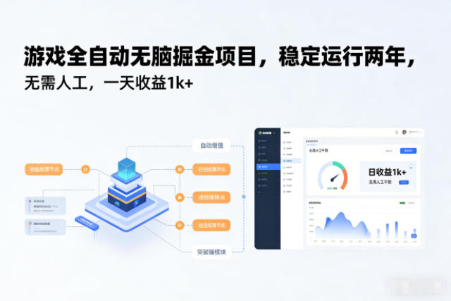 游戏全自动无脑掘金项目，稳定运行两年，无需人工，一天收益1k+【揭秘】-老莫涯
