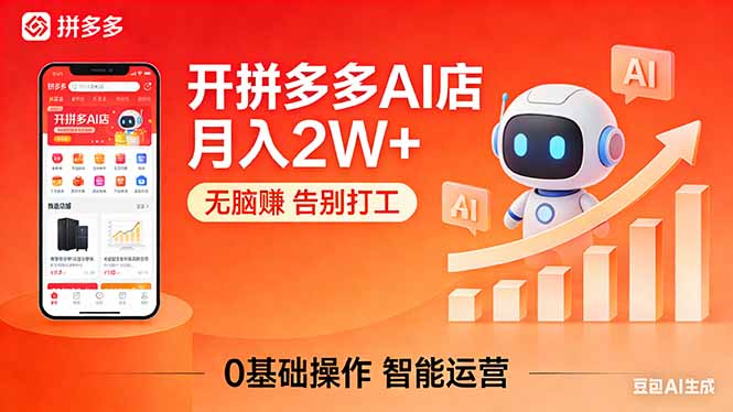 开一家拼多多AI店，月入2W+，无脑赚，告别打工，附SOP手册-老莫涯